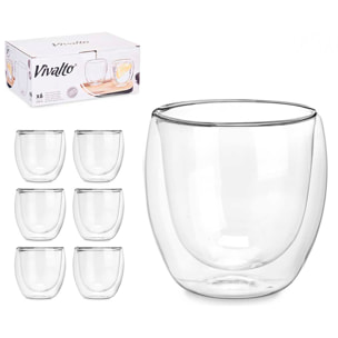 CONFEZIONE DA 6 BICCHIERI ACQUA IN BOROSILICATO DOPPIA PARETE 246 ML