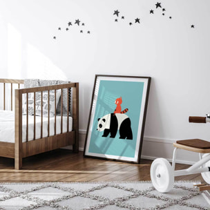 Affiche enfant panda walk  Affiche sous cadre noir