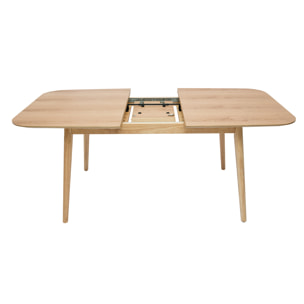 Table extensible rallonges intégrées rectangulaire en bois clair chêne L140-170 cm ANK