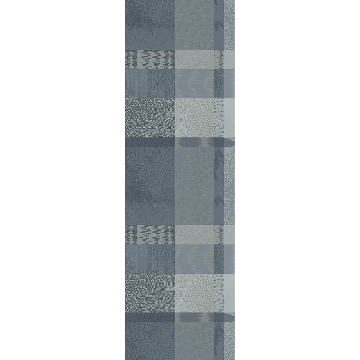 Chemin de table pur coton motif jacquard bleu gris Mille matieres orage