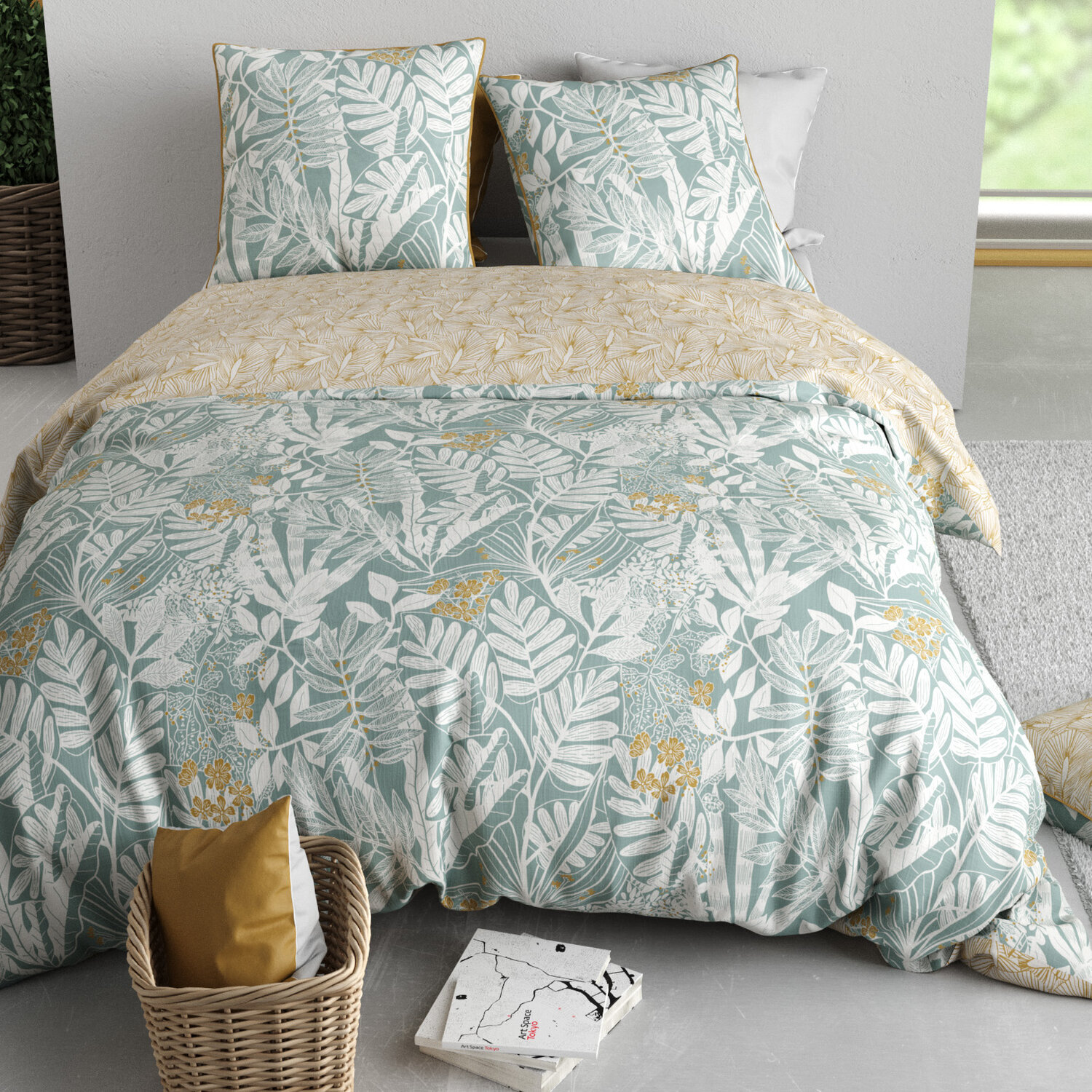 Parure housse de couette 3pcs 100% coton 57 fils feroe