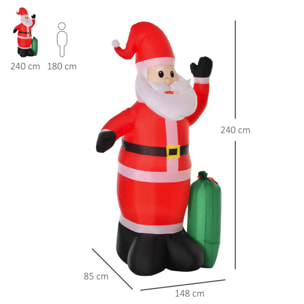 Santa Claus Inflable Papa Noel Hinchable con Luz LED Rojo