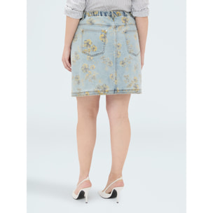 Fiorella Rubino - Minifalda de denim con estampado floral - Light - blue