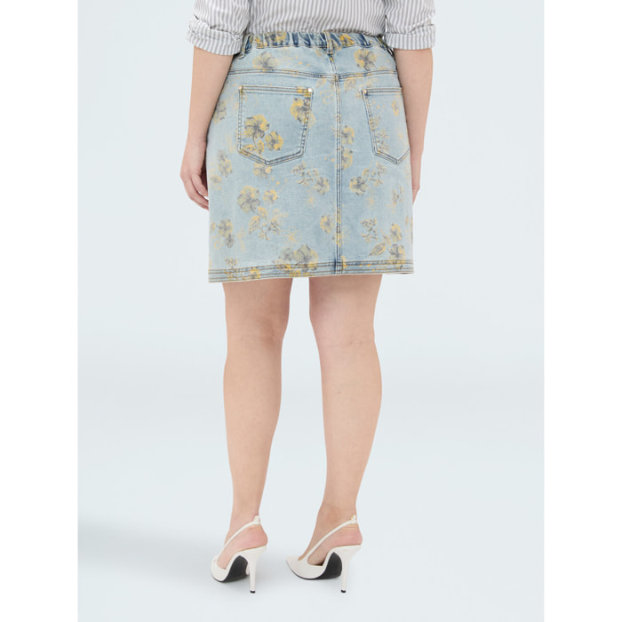Fiorella Rubino - Minifalda de denim con estampado floral - Light - blue