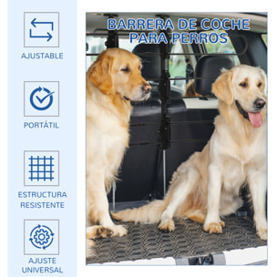 Barrera Protectora de Coche para Perros Ajustable 89-150x9x76-124 cm Rejilla Separadora para Maletero Coche Universal Reja de Seguridad de Acero Negro