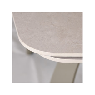 Table de repas extensible en céramique gris clair et taupe 180/260cm - TATIANA