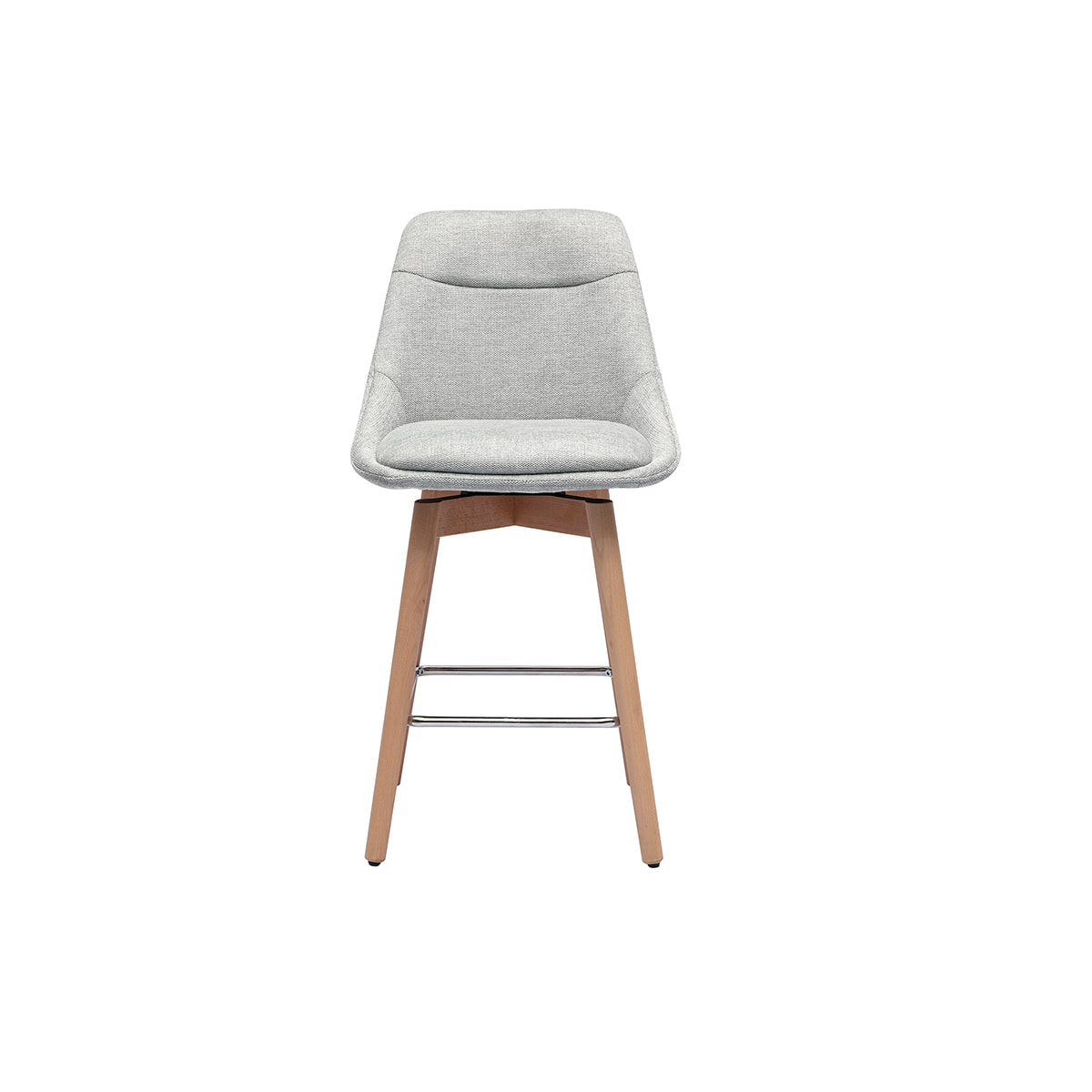Tabourets de bar scandinaves pivotants 360° en tissu effet velours texturé gris clair et bois clair H65 cm (lot de 2) ALESS