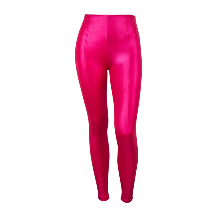 Pantaloni push up WR.UP® vita alta tessuto lucido wet effect
