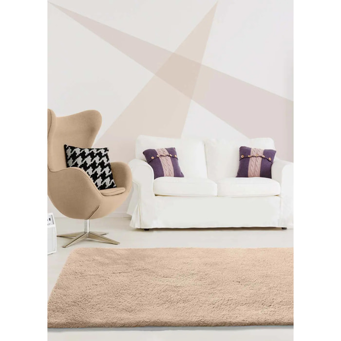 ALPACA Alfombra shaggy lisa en color beige, varias medidas disponibles