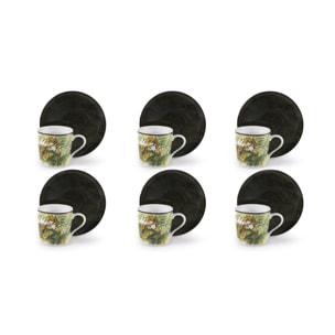 Set de 6 Tasses à Café avec Soucoupe Excelsa – Leopard, Porcelaine Multicolore