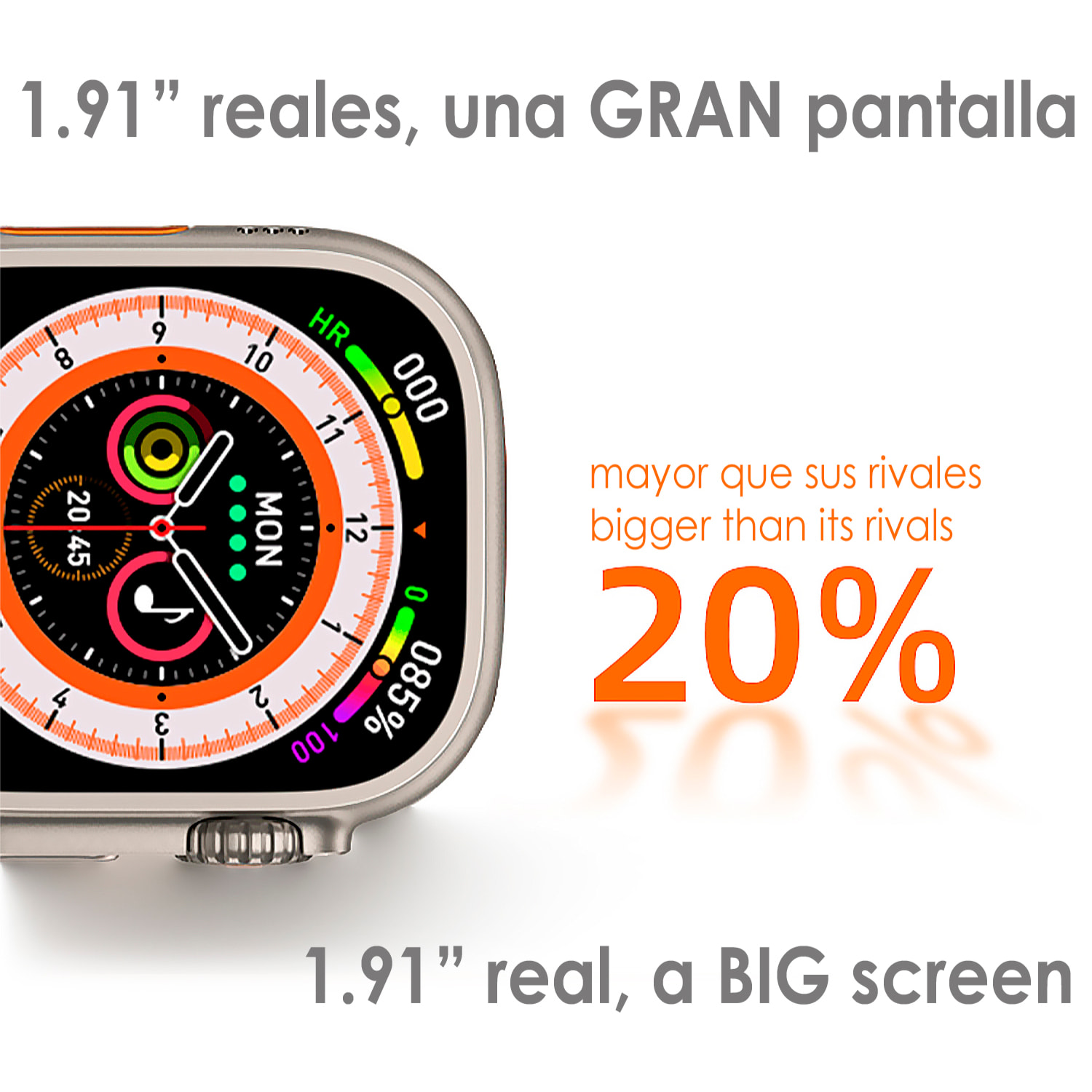 Smartwatch J68+ modos de deporte y sensores de salud, avisos de notificaciones y llamadas bluetooth. Corona multifunción.