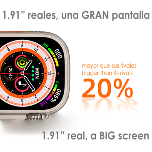 Smartwatch J68+ modos de deporte y sensores de salud, avisos de notificaciones y llamadas bluetooth. Corona multifunción.