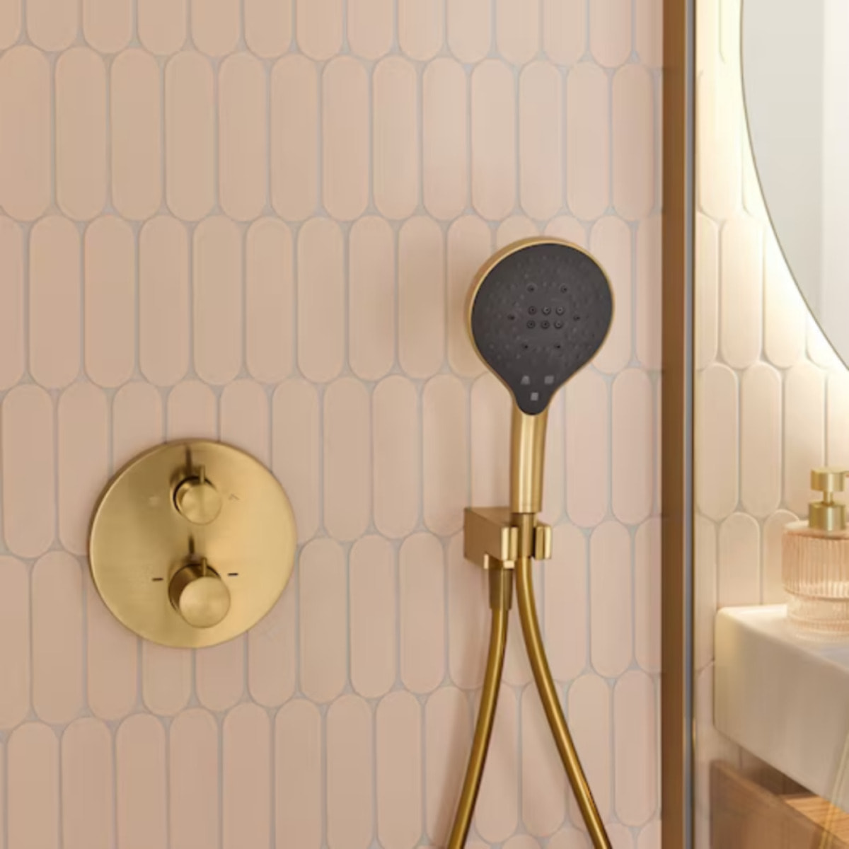 Colonne de douche encastrée thermostatique Metro laiton brossé