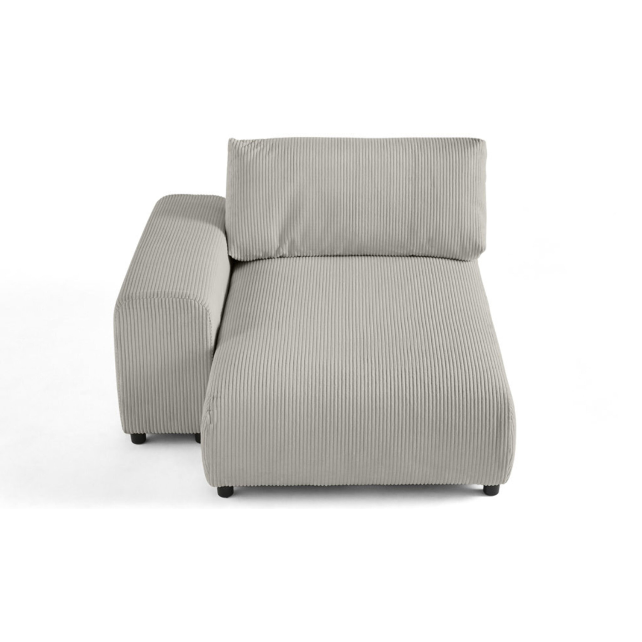 Garance - module d'assise méridienne gauche - en velours côtelé - Gris clair