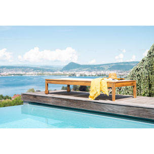 Bain de soleil blanc et bois massif NAVEEN