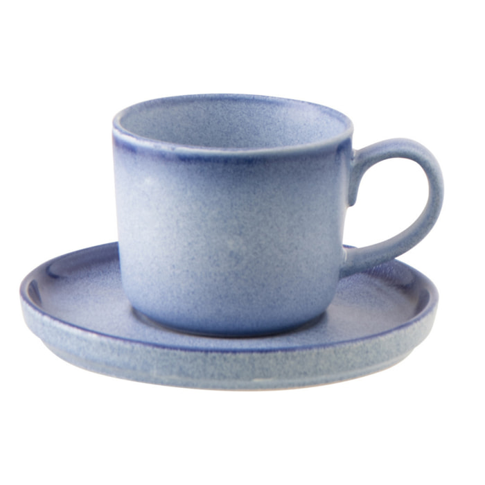 J-Line Tasse + Sous-tasse Luna - céramique - bleu
