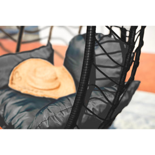 Fauteuil suspendu en résine effet rotin noir ATHENE