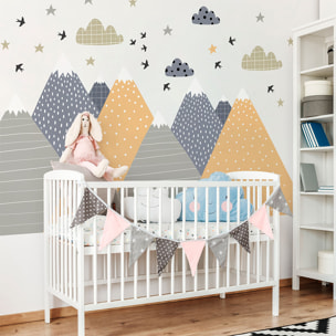 Stickers muraux enfants - Décoration chambre bébé - Autocollant Sticker mural géant enfant montagnes scandinaves JIKA