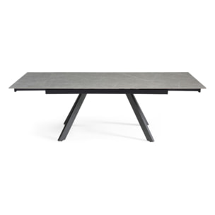 Table extensible céramique gris laqué 180/260cm - 8 piètements - UNIK