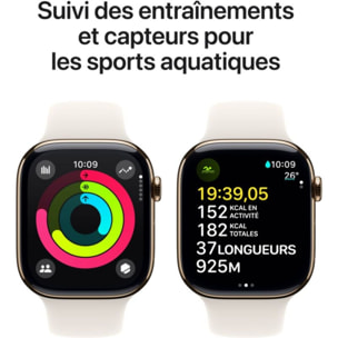 Montre connectée APPLE WATCH Serie 10 46mm Titane Or S/M Cellular