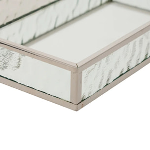 2 plateaux effet miroir "Ania" argent 28x17x4cm