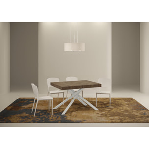 Table extensible 90x130/234 cm Karida Premium noyer pieds blanc