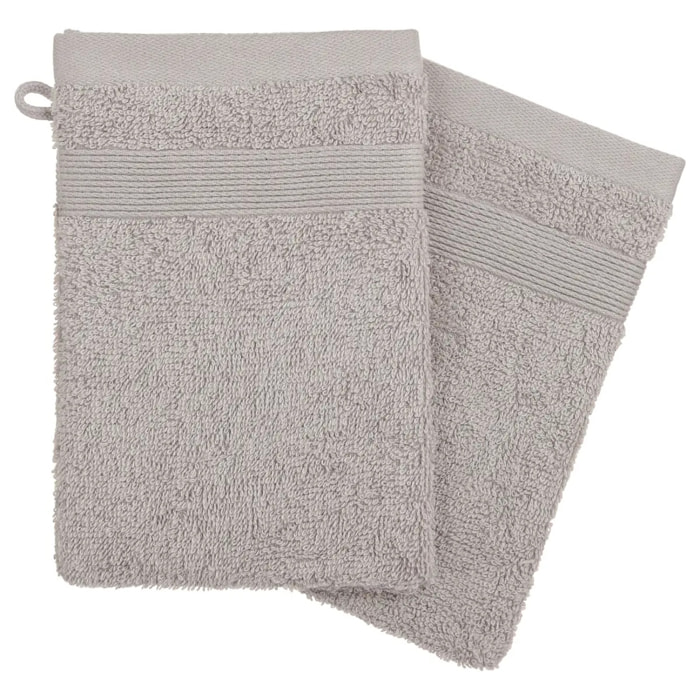 Lot de 2 gants de toilette gris taupe 15x21cm
