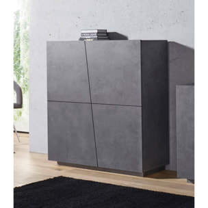 Credenza moderna di design a 4 ante battenti, Made in Italy, Buffet da cucina, Madia con scaffali da cucina, cm 120x43h126, colore Grigio Ardesia