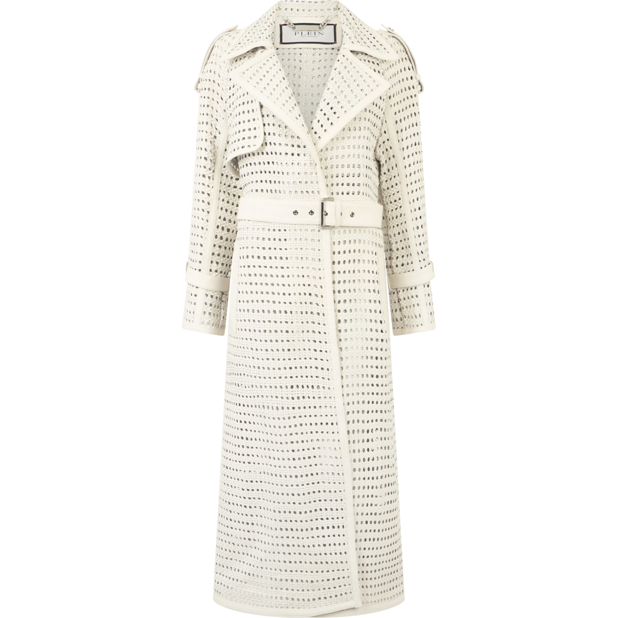 PHILIPP PLEIN Weaved Leather Trench Coat