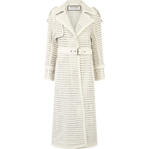 PHILIPP PLEIN Weaved Leather Trench Coat