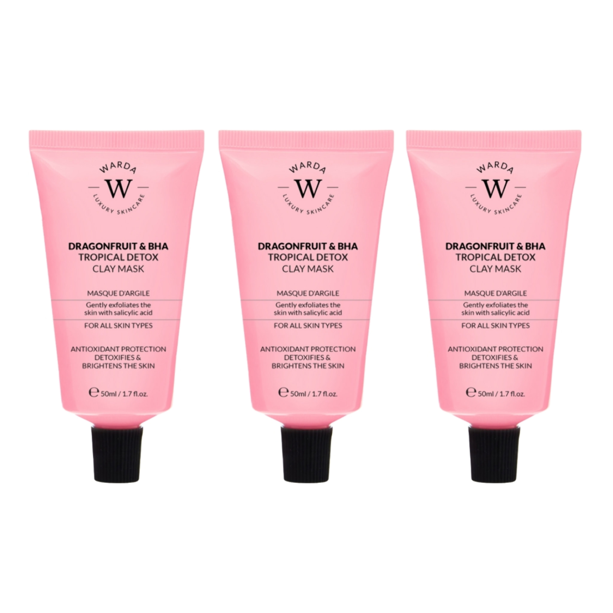 Trío de mascarillas de arcilla desintoxicante de fruta del dragón y BHA