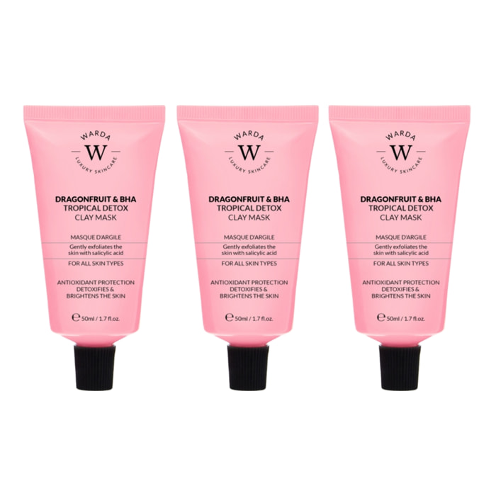 Trío de mascarillas de arcilla desintoxicante de fruta del dragón y BHA