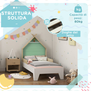 AIYAPLAY Letto per Bambini 3-8 Anni a Casetta con Sponde in Legno, 144x74x110cm, Verde