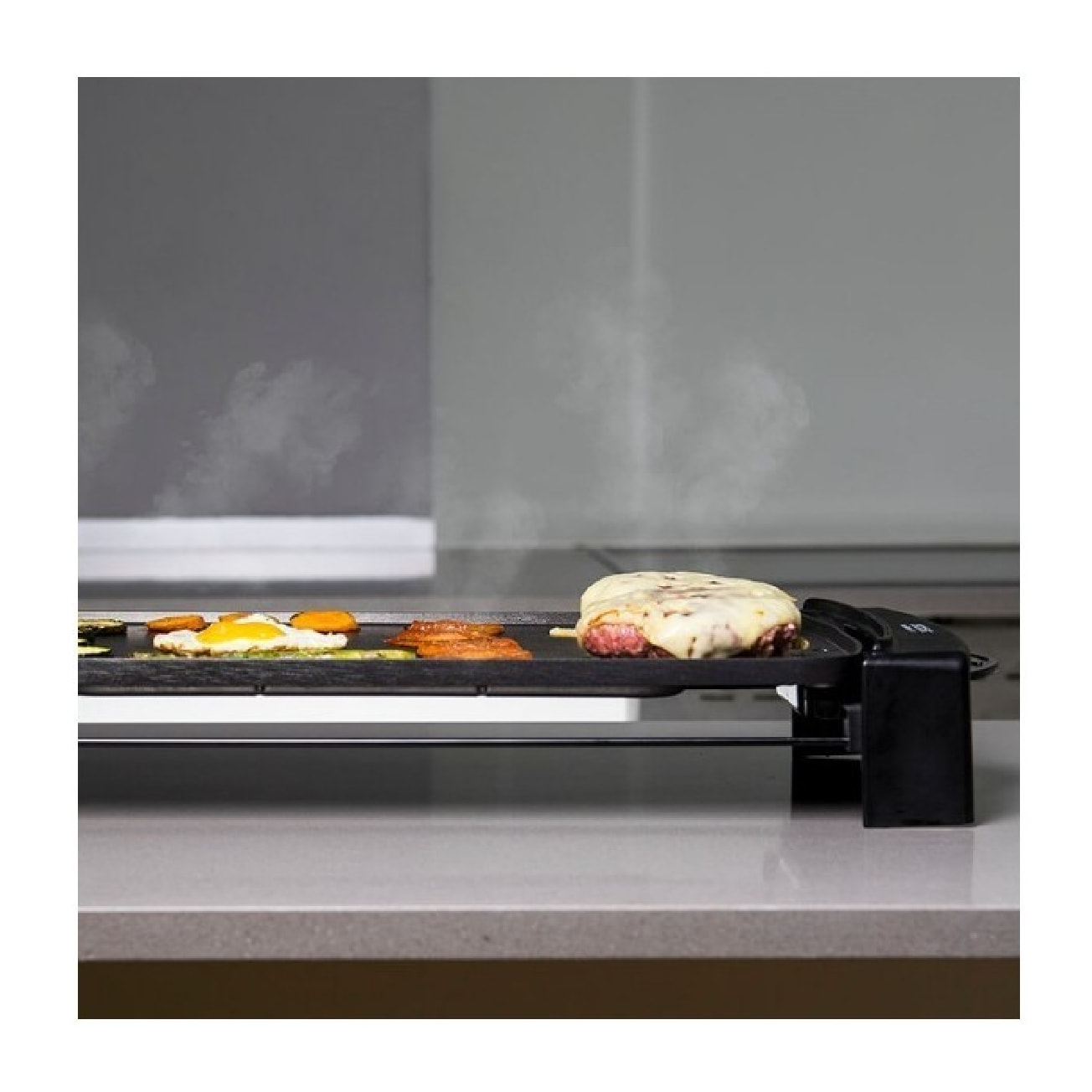 Plancha de Asar, Grill Eléctrico Black and Water 2500. 2150 W, Revestimiento Ant