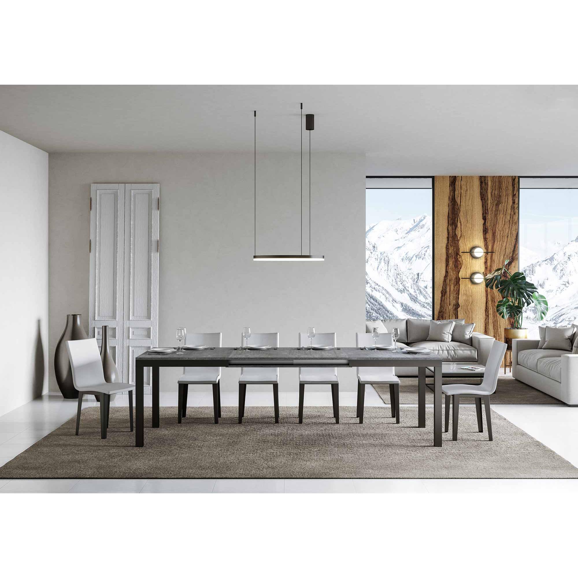 Tavolo allungabile 90x180/284 cm Everyday Evolution Cemento telaio Antracite