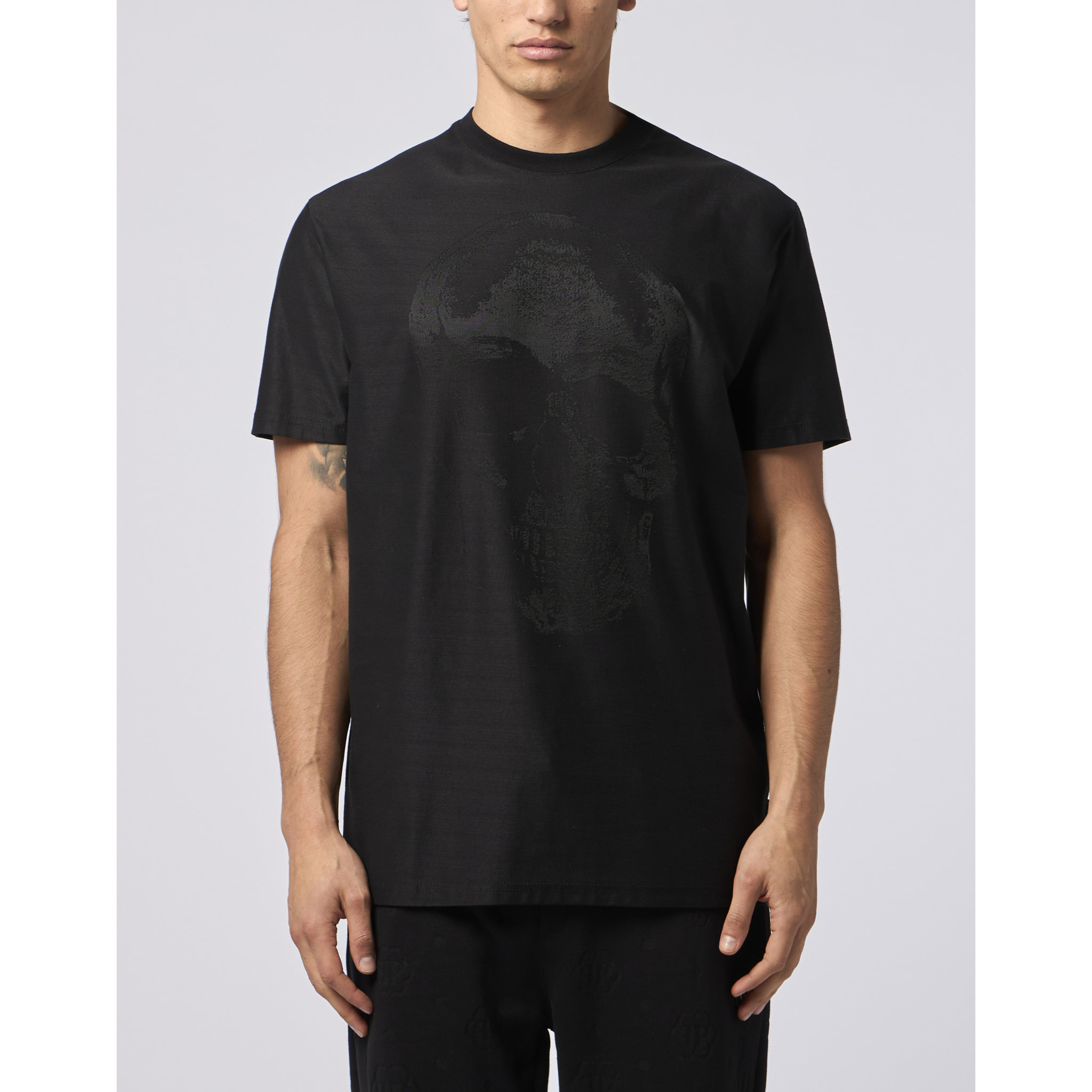 PHILIPP PLEIN Round Neck T-Shirt Jacquard Skull