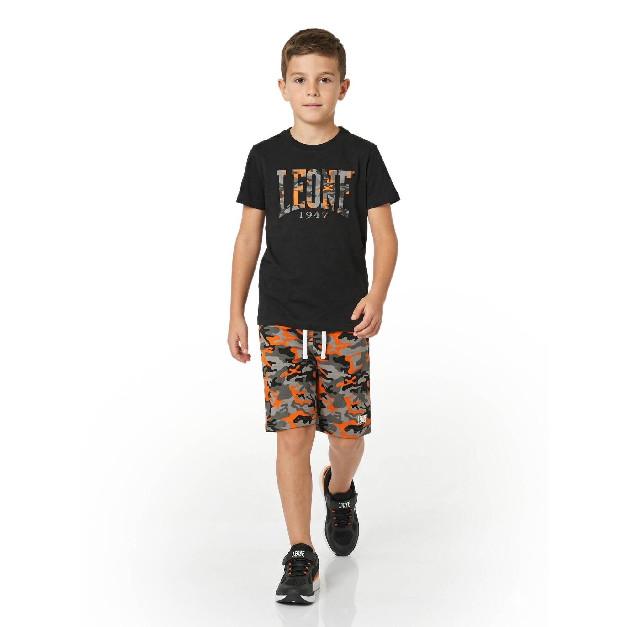 Conjunto de camiseta infantil y bermudas militares fluorescentes