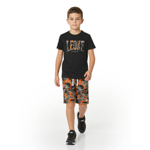 Conjunto de camiseta infantil y bermudas militares fluorescentes