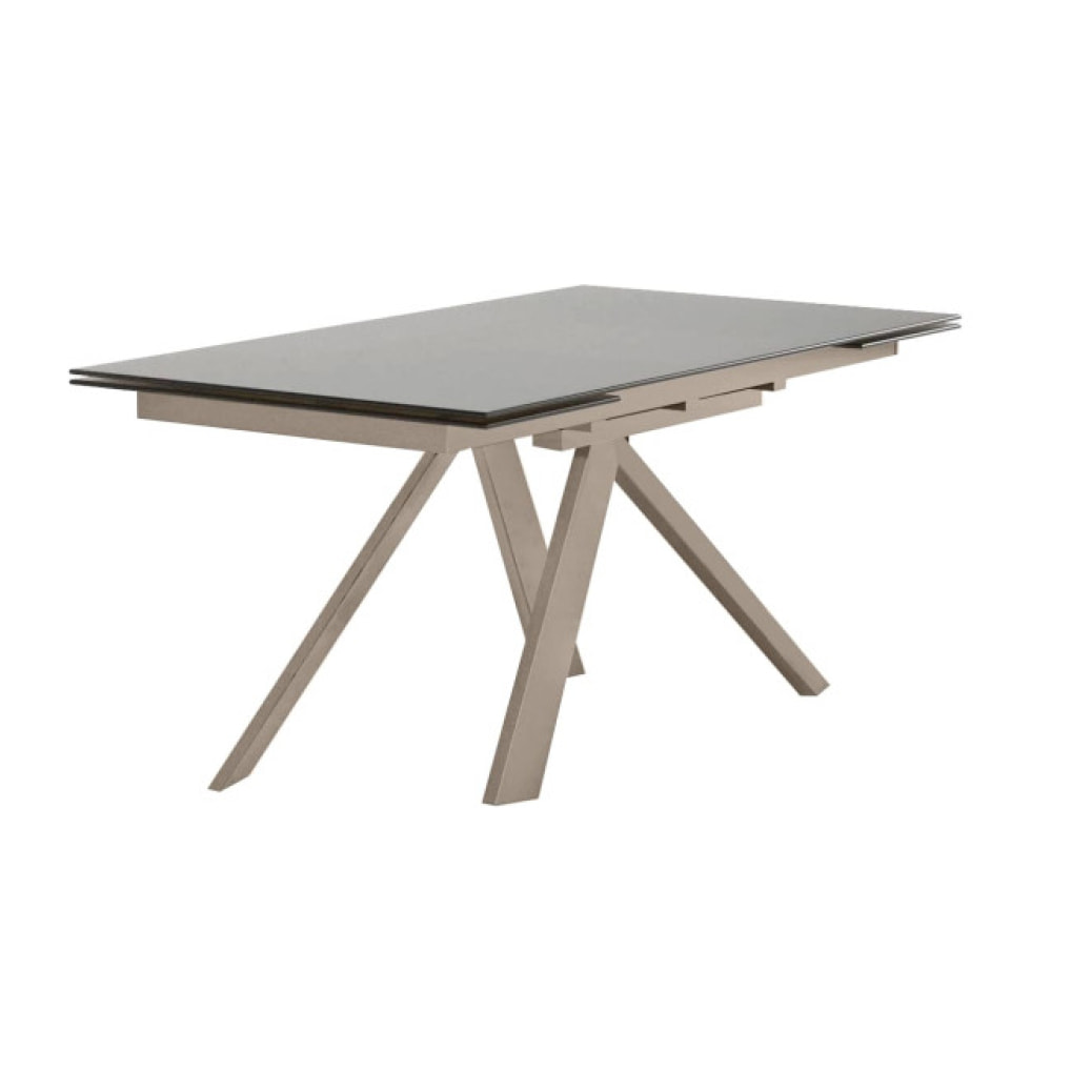 Table de repas extensible verre trempé piétement métal 160/240 cm - BOLTON