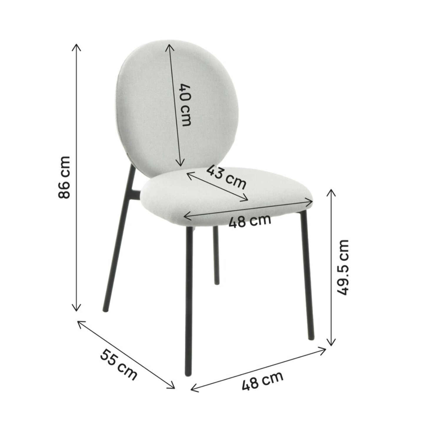 Lot de 2 chaises de salle à manger en métal "Perla" - Gris clair