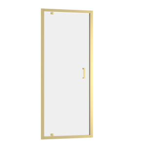 Porte de douche Pivotante 80x200cm - Profilés Or Doré Brossé - Verre Trempé 6mm - GOLDY CRUSH