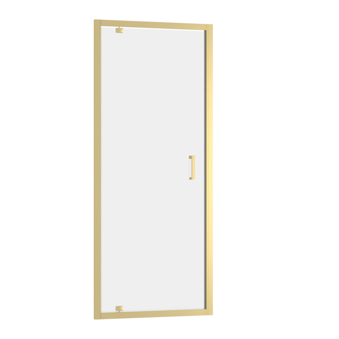 Porte de douche Pivotante 80x200cm - Profilés Or Doré Brossé - Verre Trempé 6mm - GOLDY CRUSH