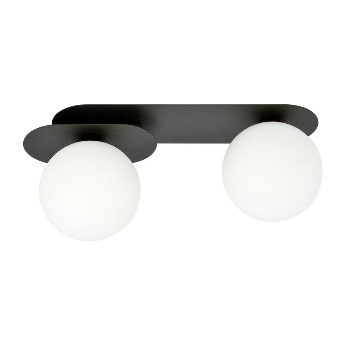 Lampada da soffitto PLAZA in acciaio nero e vetro opale