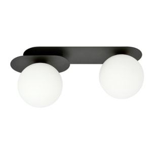 Lampada da soffitto PLAZA in acciaio nero e vetro opale