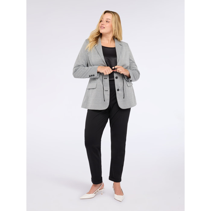 Fiorella Rubino - Blazer de pata de gallo con cinturón - Negro