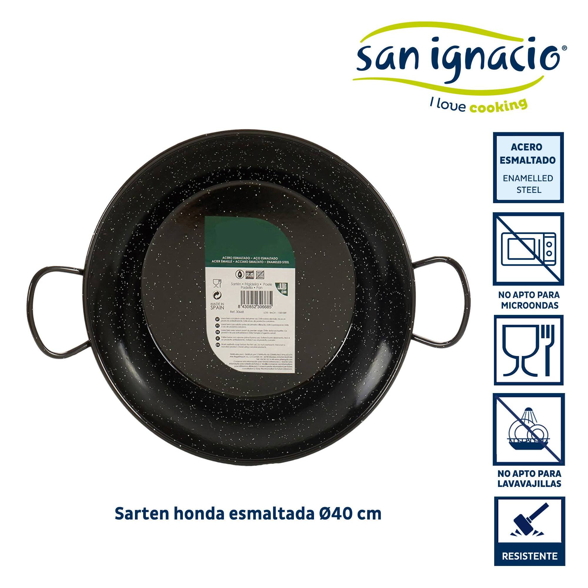 Sarten honda esmaltada con asas 40 cm colección la dehesa
