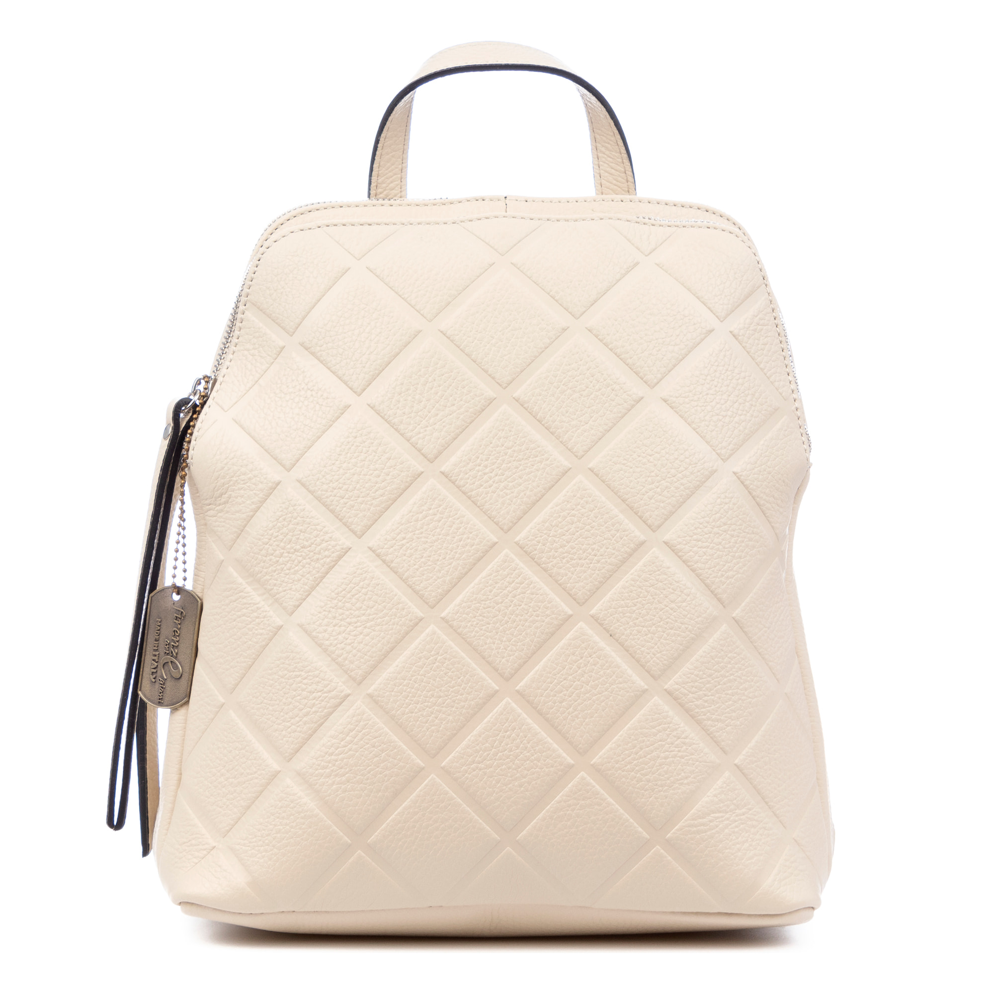 Zaino donna Arquà. Pelle autentica Dollaro con incisione geometrica grande.