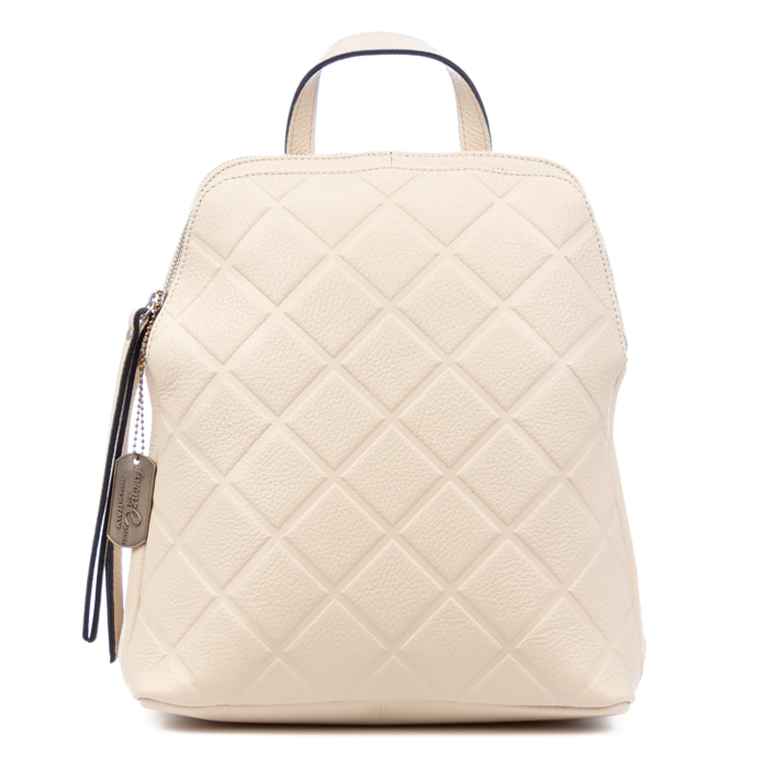 Zaino donna Arquà. Pelle autentica Dollaro con incisione geometrica grande.