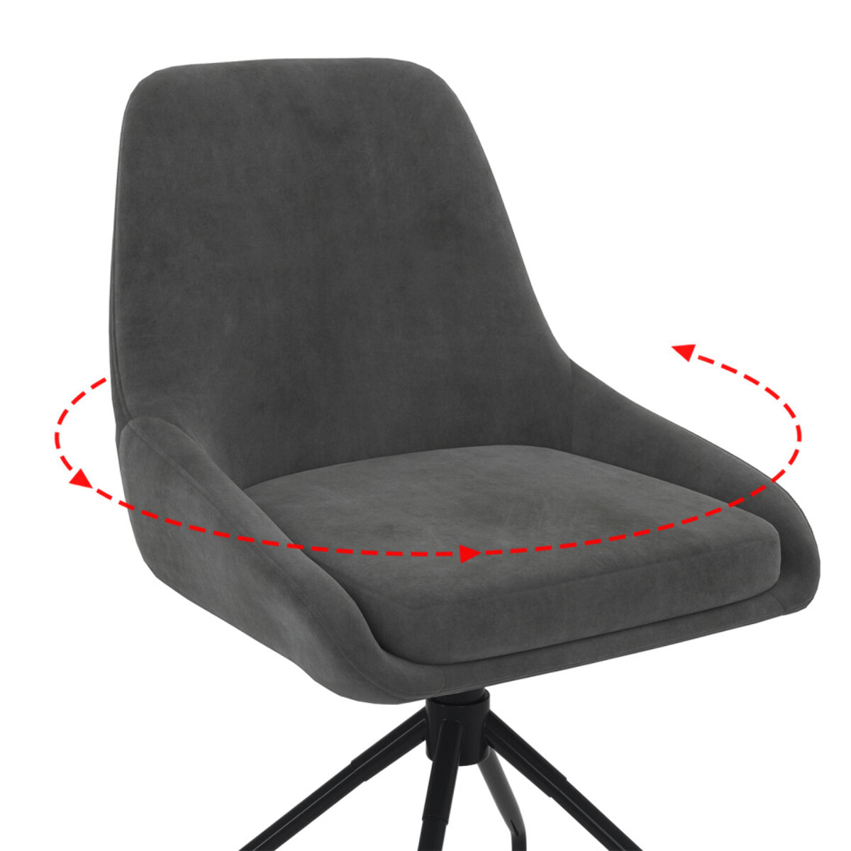 Chaises Olivia pivotantes velours gris pieds métal - lot de 4