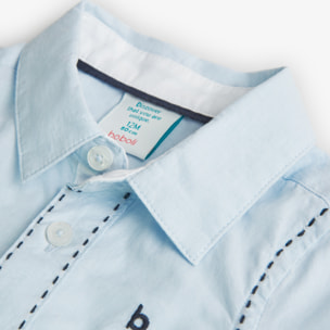 Camisa fil a fil para niño en algodón con cuello camisero